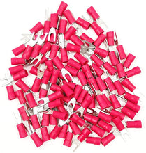 Load image into Gallery viewer, American Terminal E-SR8-1000 1000PCS 18-22 AWG Red Insulated Fork Spade Wire Connector Electrical Crimp Terminal