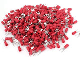 MR DJ DSR8-200 200PCS 18-22AWG #8 Red Insulated Fork Spade Wire Connector Electrical Crimp Terminal