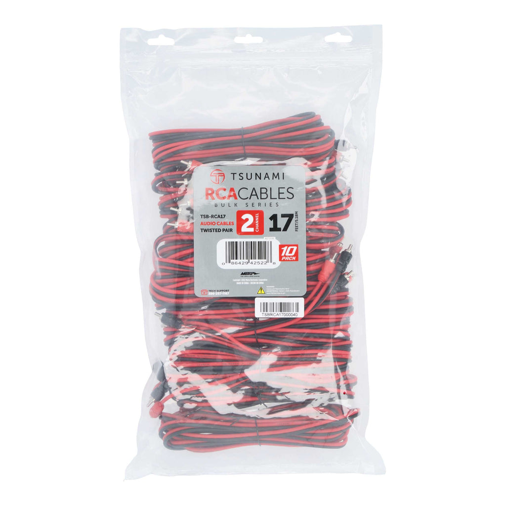 Tsunami TSB-RCA17 Bulk 10 Pack 17Ft 2 Ch RCA