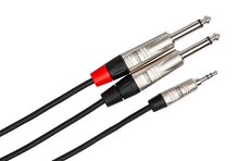 Load image into Gallery viewer, Hosa HMP-003Y, REAN 3.5mm TRS to Dual 1/4" TS Pro Stereo Breakout Cable - 3 Feet