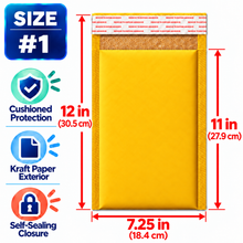 Load image into Gallery viewer, BM Paper 100 #1 7.25X11" Kraft Poly Bubble Mailers Padded Envelopes Bulk Bubble Lined Wrap Polymailer Bags