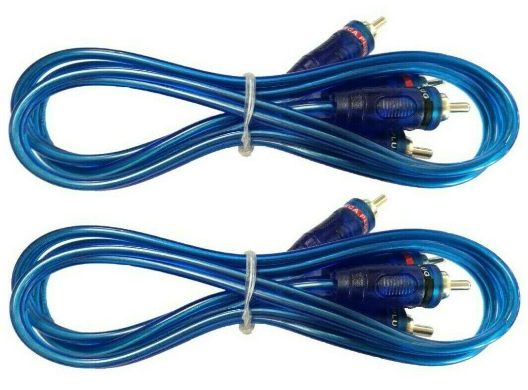 2 Absolute 12' RCA Stereo Plug Cable 2 Male to 2 Male Car Stereo Marine Home Aud