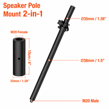 Load image into Gallery viewer, MR DJ SS50 Adjustable Subwoofer Speaker Pole M20 Threaded &amp; 35mm Mount Dual 35mm/38mm