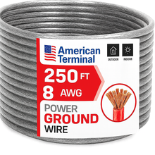 Load image into Gallery viewer, American Terminal ATP8G250SL 8GA 250' Silver Power Ground Wire Car Audio Amplifier Marine Cable