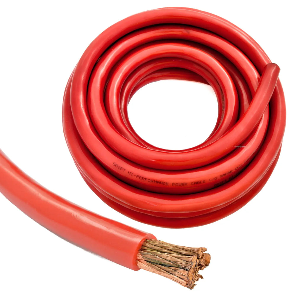 2 XP Audio SPW-0-50RD 1/0 Gauge 50 FT Red Xtreme Twisted Power/Ground Battery Wire Cables