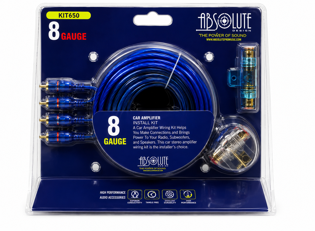 Absolute KIT-650 8 Gauge 1200 Watts Amplifier Install Kit