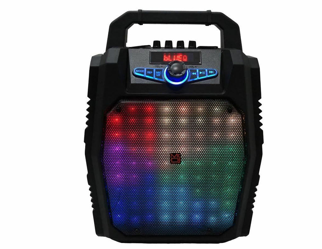 MR DJ PARTY ROCK 8" PORTABLE SPEAKER w/ BLUETOOTH RECHARGEABLE BATTERY LED LIGHT