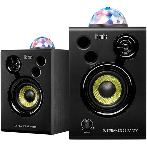 Hercules DJMONITOR-32-PARTY DJSpeaker 32 Party 3" Powered Speakers with Integrated Light Dome (Pair)