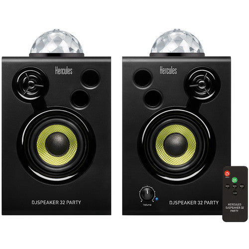 Hercules DJMONITOR-32-PARTY DJSpeaker 32 Party 3" Powered Speakers with Integrated Light Dome (Pair)