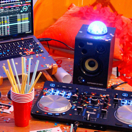 Hercules DJMONITOR-32-PARTY DJSpeaker 32 Party 3" Powered Speakers with Integrated Light Dome (Pair)