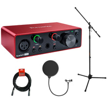 Load image into Gallery viewer, Focusrite Scarlett Solo 4rd Gen USB Audio Interface Bundle Mic Stand + Pop Filter + XLR Cable