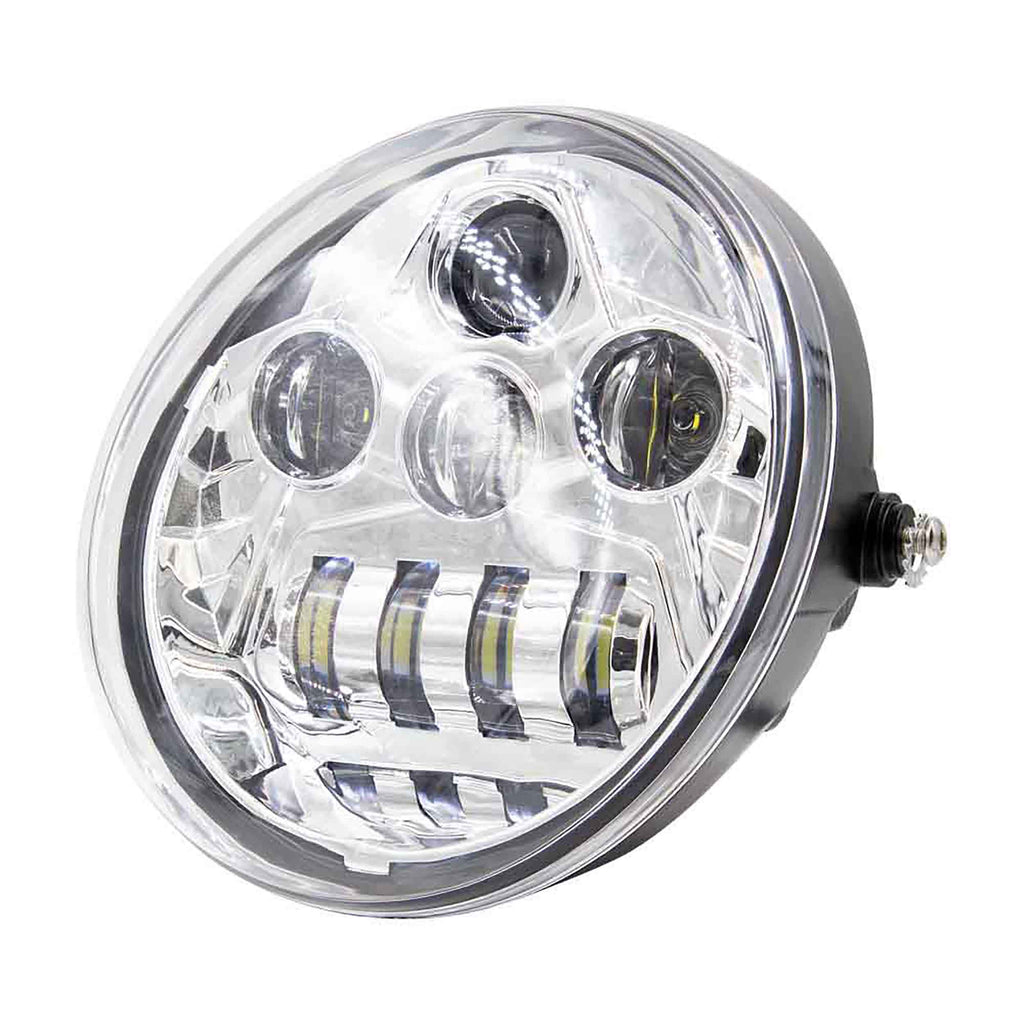Saddle Tramp BC-HDHLR2 7 In 8 LED Oblong Oval Motorcycle Light - Chrome Front Face