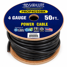Load image into Gallery viewer, Absolute PROP4G50BK Pro Series Black 50 Feet 4 Gauge Ultra Flexible Power/Ground Battery Amp 12V Cable Wire