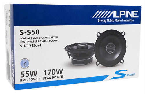 Alpine S-S50 340W Max (110W RMS) 5 1/4" Type-S 2-Way Coaxial Car Speakers