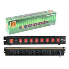 Load image into Gallery viewer, MR DJ PSC250 Rack Mountable 8 Port Power Switcher Surge Protectors Red Toggles ON / OFF Power Center, Power Strip