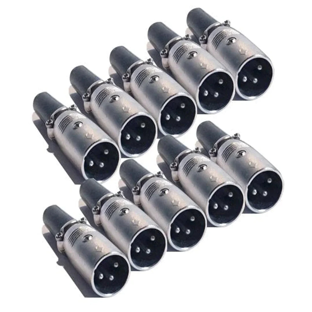Mr. Dj XLRMH10 10 XLR Male Head 3 Pin Connector Allows for Speaker Cables
