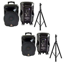 Load image into Gallery viewer, 2 MR DJ PRO 15" 4000W Bluetooth DSP FM Radio USB Portable PA DJ Speaker &amp; Stands