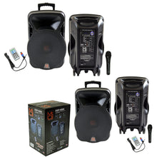 Load image into Gallery viewer, 2 Mr Dj 15" 4000W Bluetooth DSP FM Radio USB Portable PA DJ Speaker