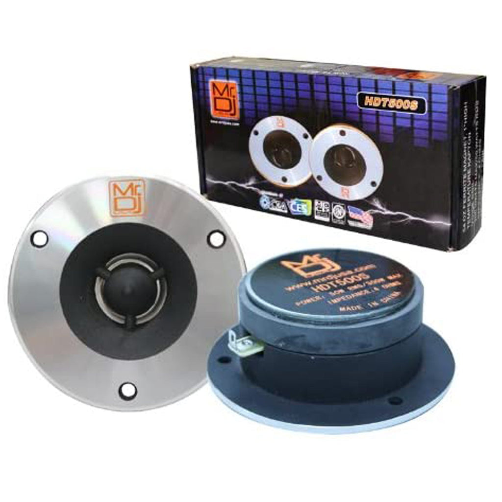 Mr. Dj HDT500S 600W Pair Slim 4-Inch Titanium Bullet High Compression Tweeter for Car, Van, ATV, UTV, Marine, Boat, Motorcycle, Motorsports, and Competition