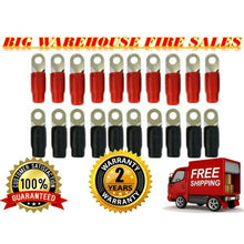 Load image into Gallery viewer, Absolute GRT0020 1/0 Gauge Crimp Ring Terminals Connectors 20-Pack Black Red