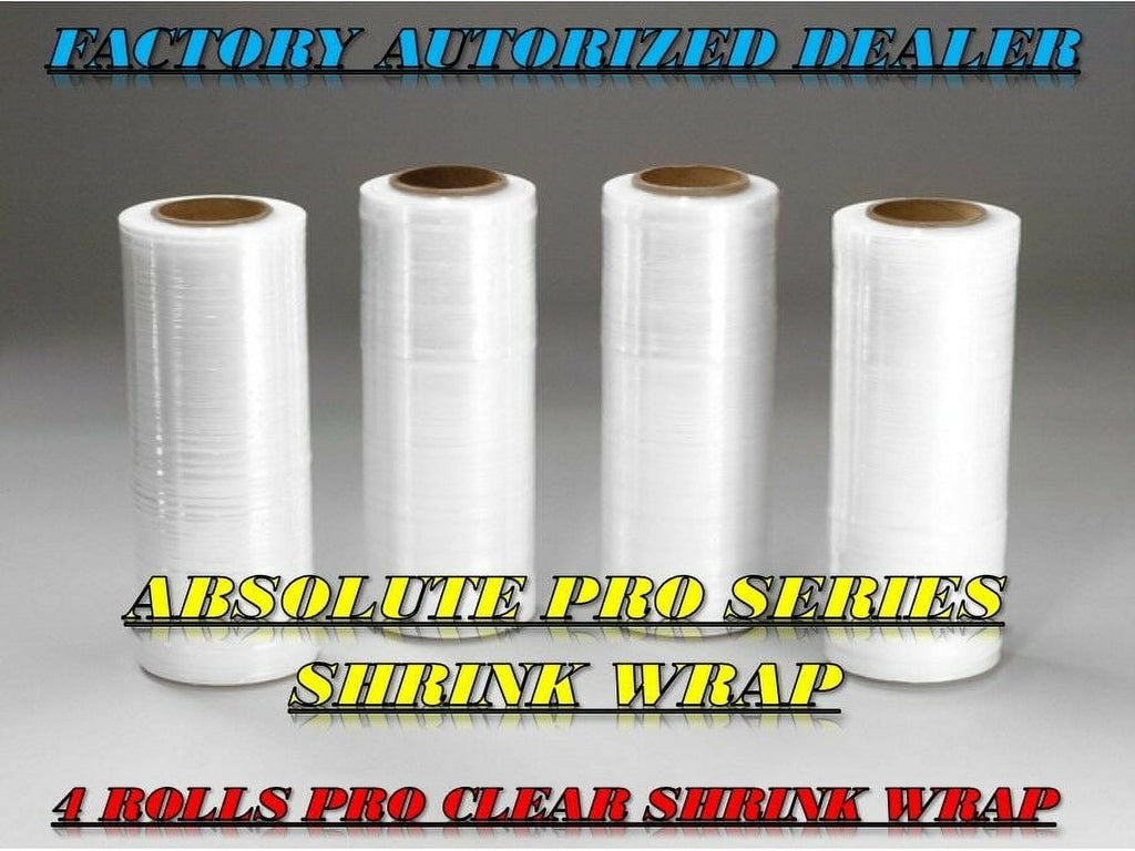 4-Rolls Clear Shrink Wrap Plastic Stretch Film 18" Wide x 1500 SQ. Ft. 80 Gauge