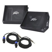Load image into Gallery viewer, 2 Peavey PV 12M Pro Passive 12" Stage Monitor Speaker &amp; 1/4" to Speakon Cables