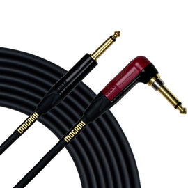 Mogami GOLD INST SILENT R 10 Guitar Instrument Cable Right Angle Silent Plug To Straight Connectors - 10 Feet
