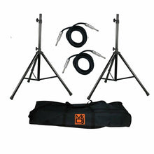 Load image into Gallery viewer, MR DJ SS750PKG 2 Universal Folding Tripod PRO PA DJ On Stage Speaker Stand &amp; Carrying Bag &amp; 1/4" 25' Cable