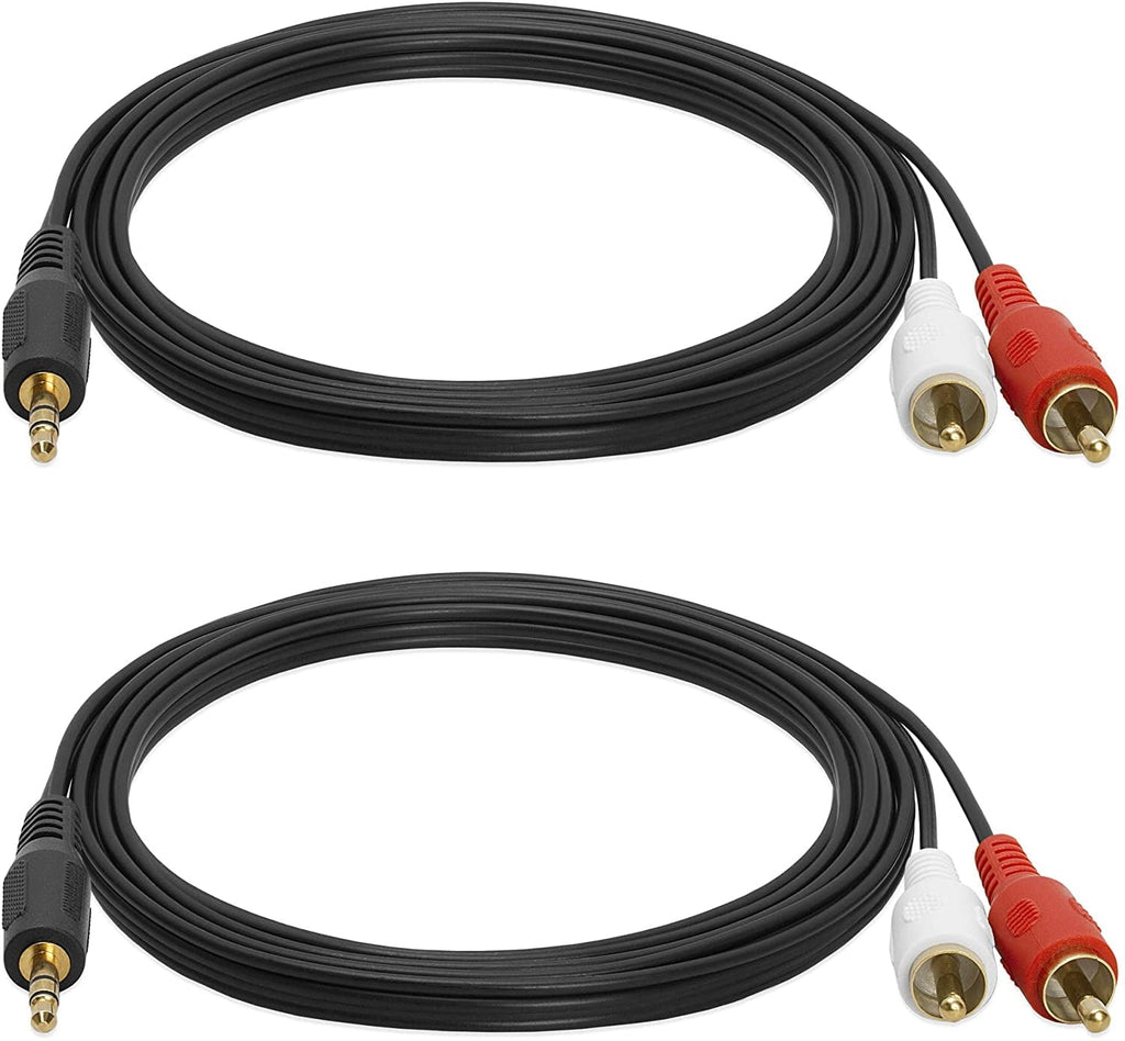 2 Absolute 6 feet Y Cable Splitter 1-Mini Plug 2-RCA Plugs