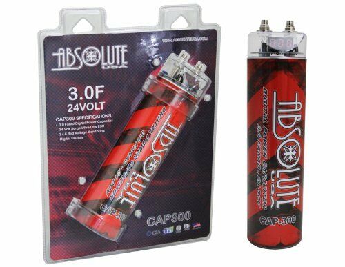 ABSOLUTE CAP300R 3 Farad Red Power Car Capacitor for Energy Storage to Enhance Bass Demand From Audio System