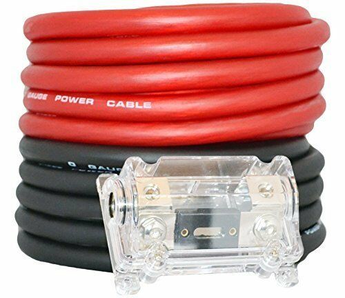 Absolute KIT025RB 0 Gauge 50' Red/Black Power/Ground Wire  Amplifier Amp Kit