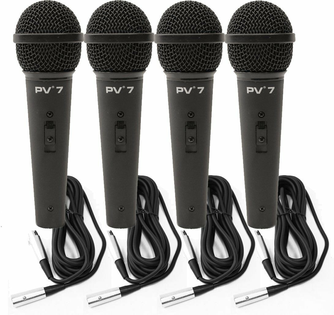 4 Peavey PV 7 ND Magnet Dynamic Microphone with 1/4" to XLR Cable