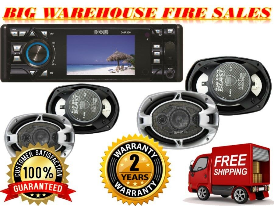 Absolute DMR-360 3.5" Car Stereo DVD/CD/MP3/AM/FM Player & 2 Pairs of 6x9" speaker
