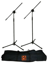 Load image into Gallery viewer, MR DJ MS600PKG 2 Universal Adjustable Tripod Microphone Stands Table Boom Stage with Mic Holder Clips &amp; Carry Bag