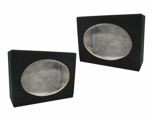 2SQ6X9 6X9" SQUARE MDF SPEAKER BOX W/ BLACK Carpet & Terminal Cups