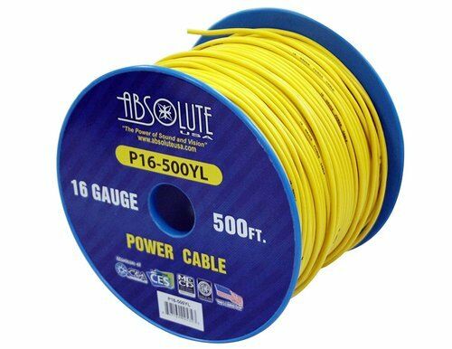 Absolute USA P16-500YL 16 Gauge 500-Feet Yellow Spool Primary Remote Power Wire Cable