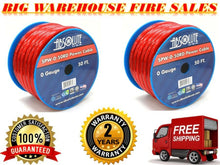 Load image into Gallery viewer, Two Red 1/0 Gauge 50' Xtreme Twisted Power / Ground Battery Wire Cables