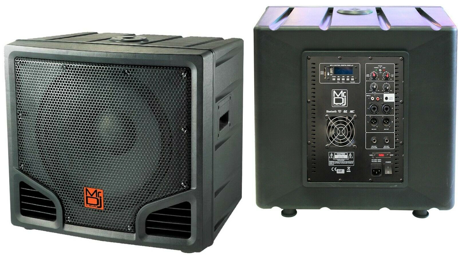 Mr Dj 18" PRO-SUB18BT 6000W PA DJ Club Powered Active Subwoofer Bluetooth & 2 Speaker Output