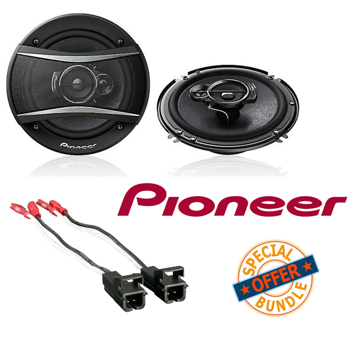 Pioneer TS-A1680F 350W Max 6.5" 4-Way Coaxial Speakers & Metra 72-4568 Speaker Harness for Selected General Motor Vehicles