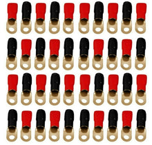 Load image into Gallery viewer, 1/0 Gauge Crimp Ring Terminals Connectors 100-Pack (Red Black)