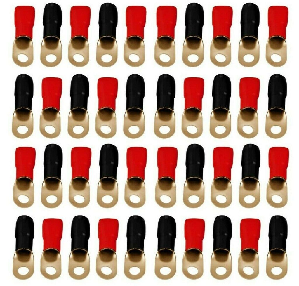 Absolute GRT00100 1/0 Gauge Crimp Ring Terminals Connectors 100-Pack Red Black