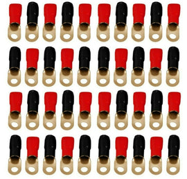 MR DJ 1/0 Gauge Ring Terminal 80 Pack 1/0 AWG Wire Crimp Cable- Red/Black 5/16