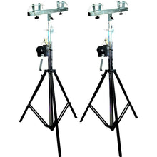 Load image into Gallery viewer, 2 MR DJ ST200 &amp; SBC250 Pro Lighting 12 Foot Crank Light Stand &amp; Square Truss T-Bar Adapter