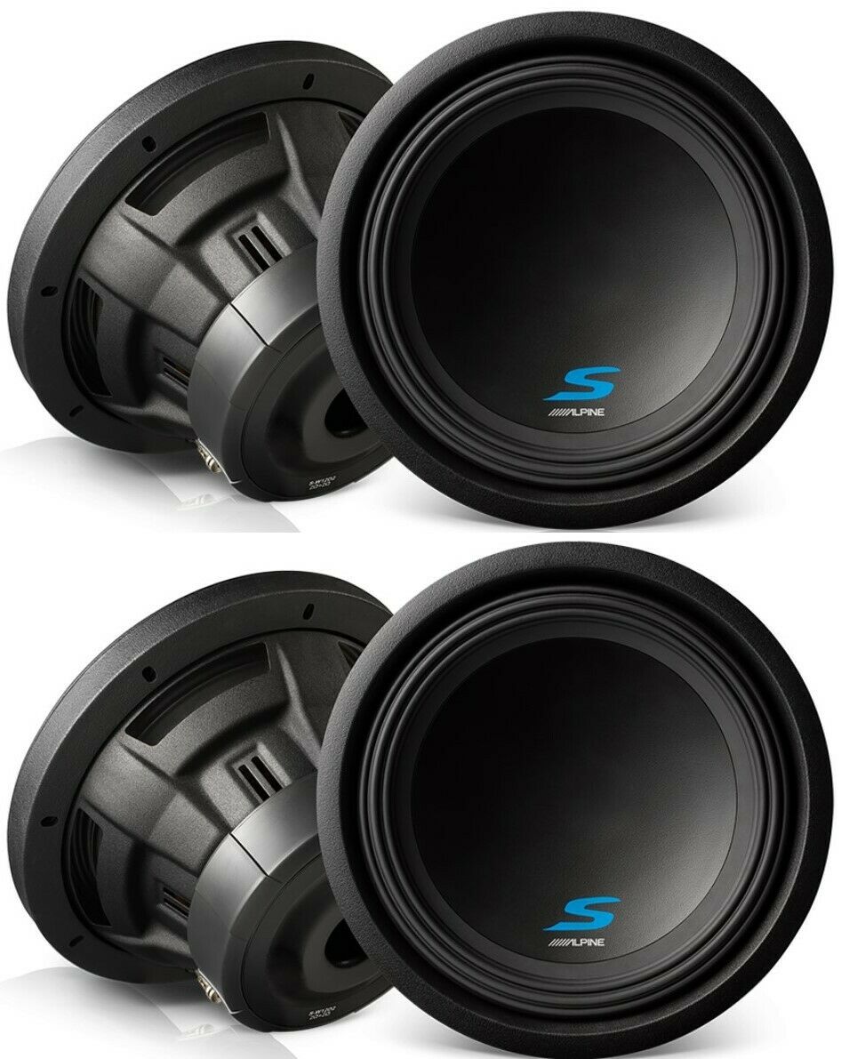 2 Alpine S-W12D4 Car Subwoofer<br/>1800W Max (600W RMS) 12" Type-S Series Dual 4 Ohm Car Subwoofer