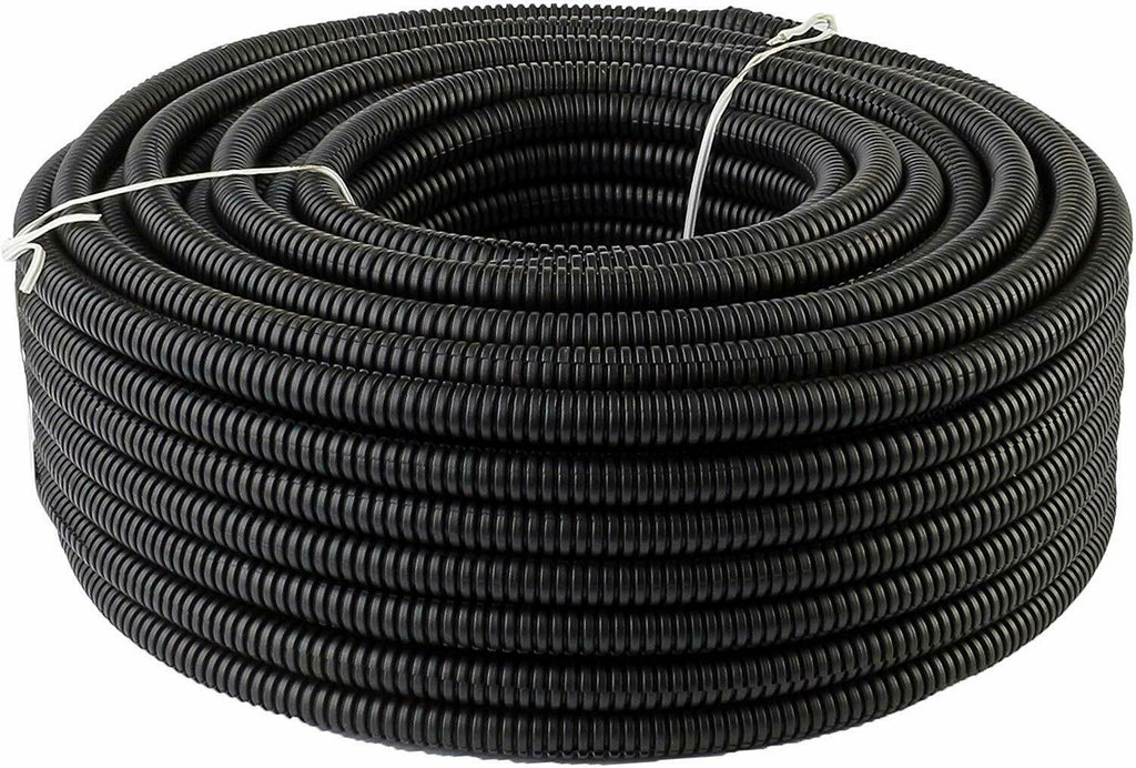 50' Feet 1/4" Black Split Loom Wire Flexible Tubing Wire Cover for Various Automotive, Home, Marine, Industrial Wiring Applications, Etc.