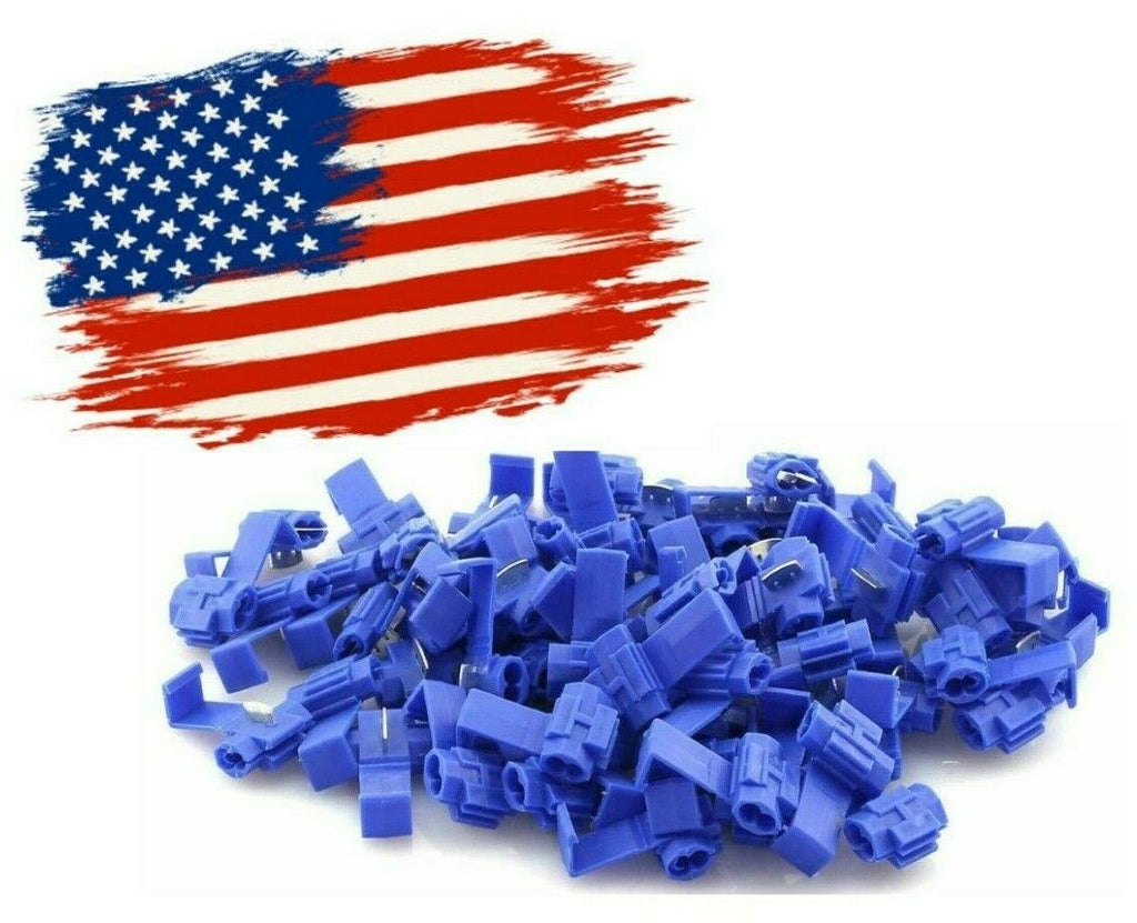 Absolute 50pcs 16-14 AWG Quick Splice Wire Terminals Snap Lock Blue 16-14 AWG