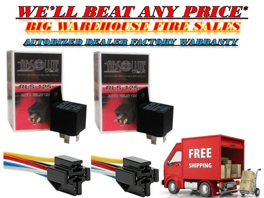 Absolute USA 2x 12Volt 30/40 Amp Car Auto Automotive Marine Relay With Wiring Harness And Socket