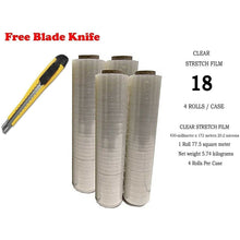 Load image into Gallery viewer, BM Paper Four (4) Plastic Shrink Stretch Wrap 445mm x 450m, 4RLS/CS + Free BLADE