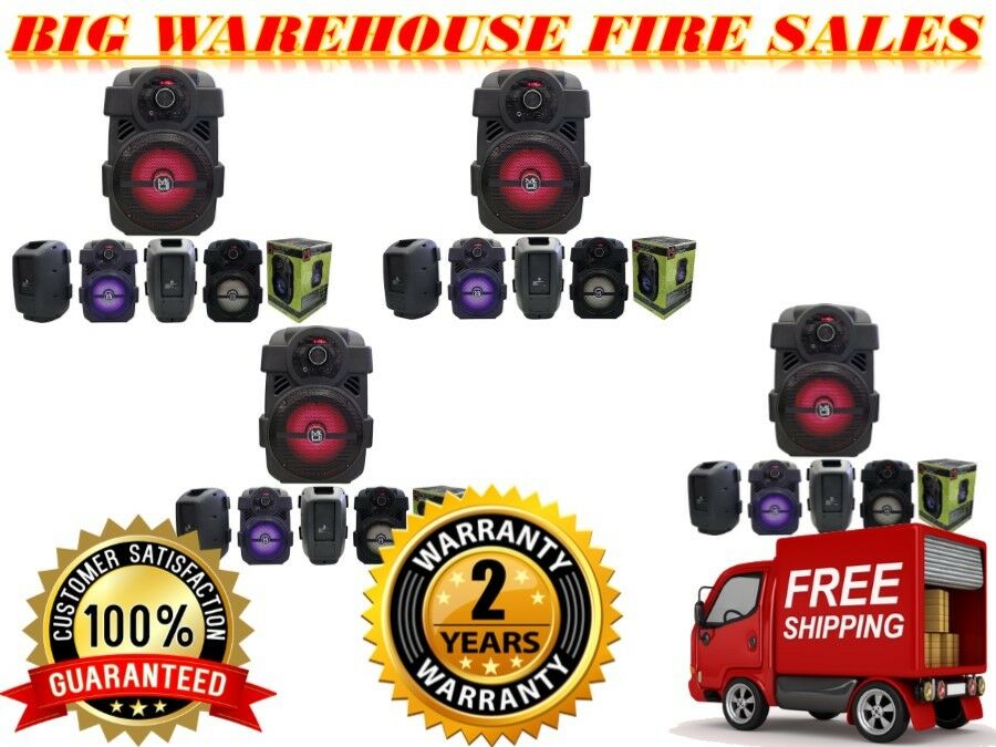4 MR DJ PSE-80BT 8" Portable Active Speaker Rechargeable Battery Party Speaker Bluetooth 1200 Watts P.M.P.O