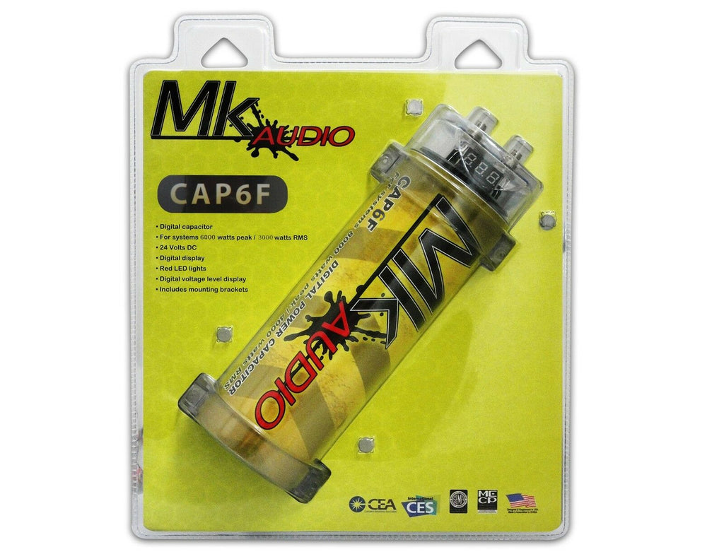 MK AUDIO CAP6F 6 FARAD POWER CAR CAPACITOR FOR ENERGY STORAGE TO ENHANCE BASS DEMAND FROM AUDIO SYSTEM